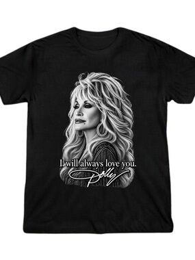 Gildan Shirt Dolly Parton 'I Will Always Love You' Black Graphic Tee
